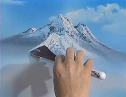 Close up of Bob Ross Painting