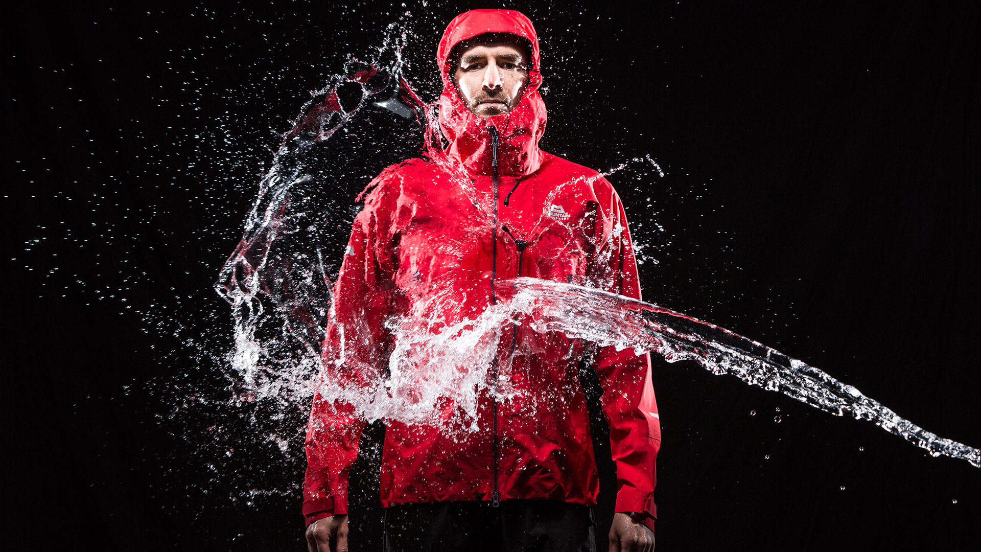 Mountain Equipment Lhotse Jacket in simulated rain