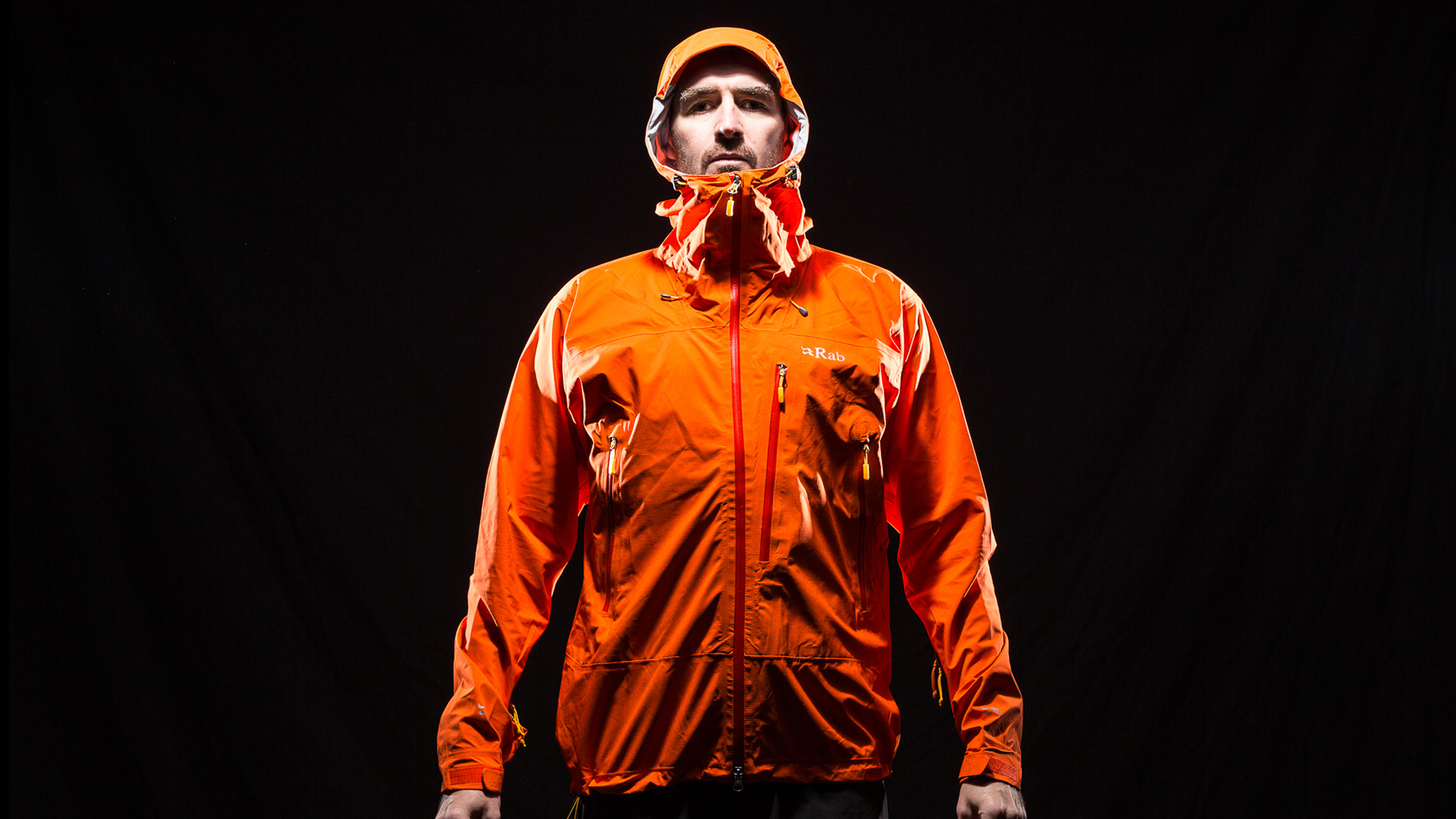 Rab Firewall Jacket in simulated dry conditions