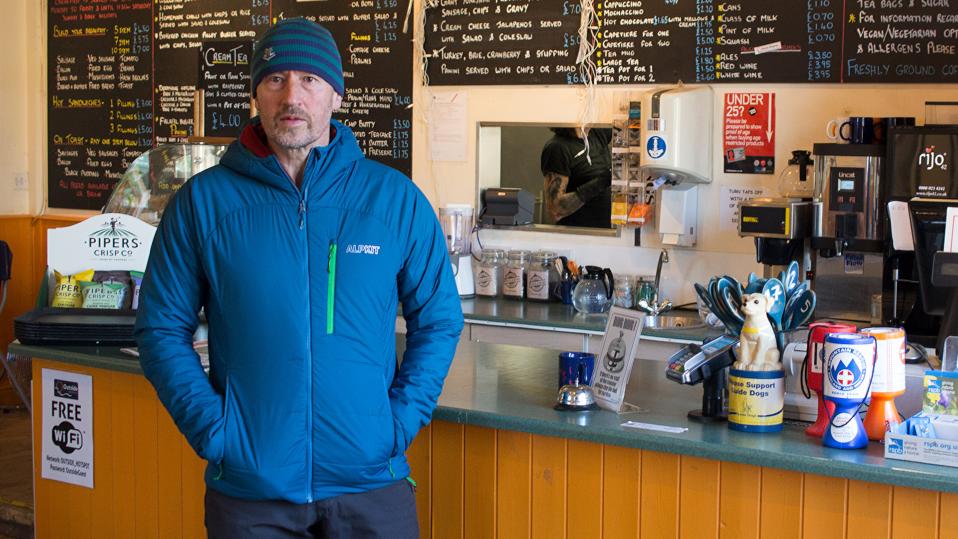 Alpkit Katabatic Jacket in the Outside Cafe Hathersage