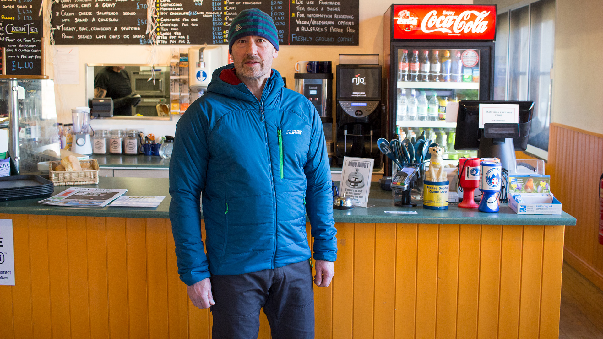 Alpkit Katabatic Jacket in the Outside Cafe Hathersage