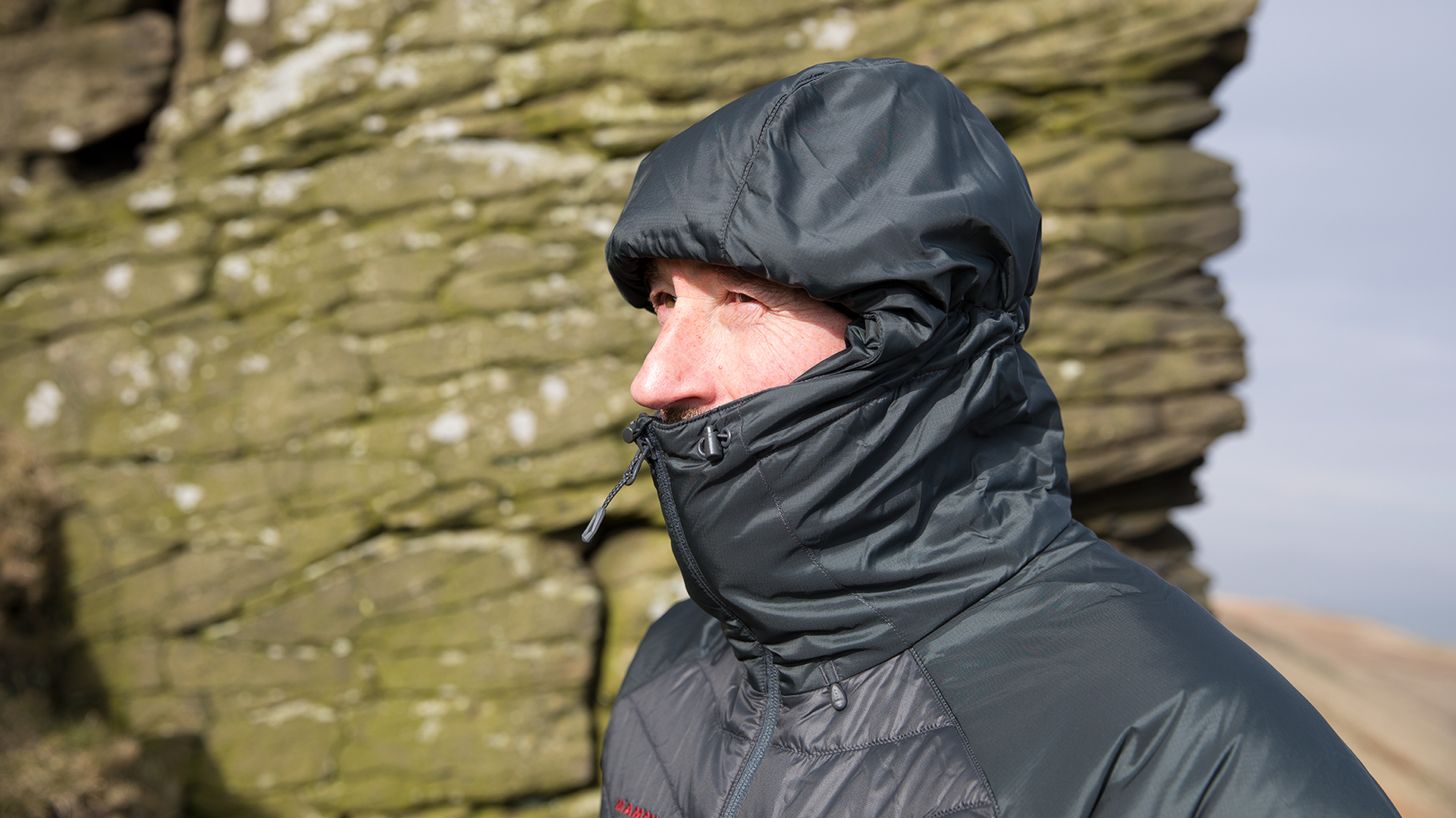 Mammut Rime Pro Hooded Jacket hood in action