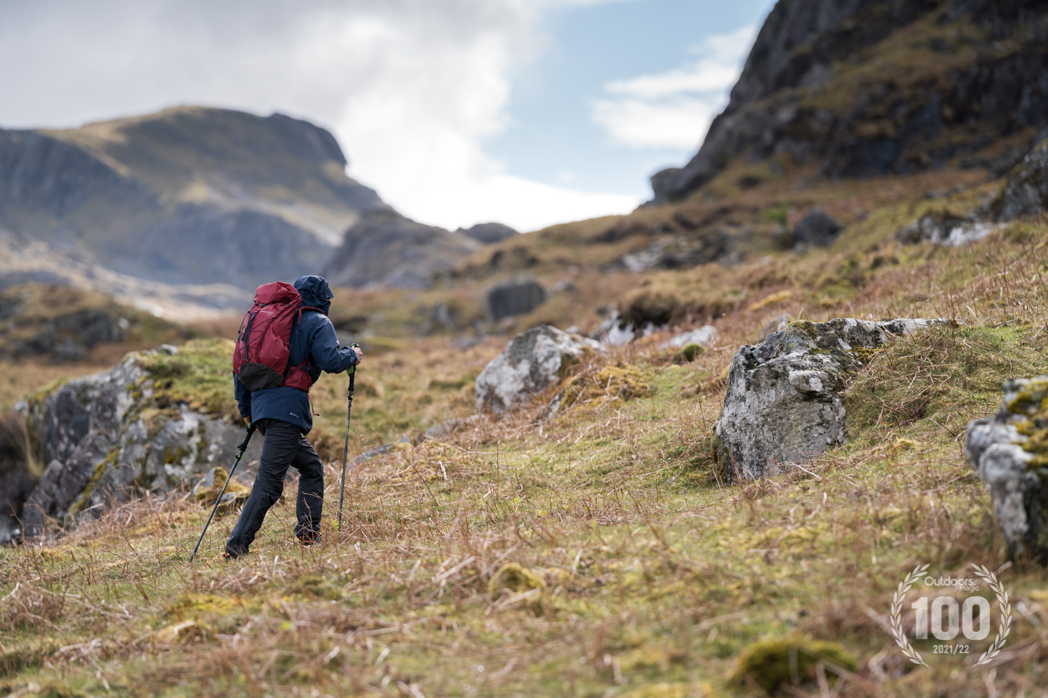 trekking poles in use in Snowdonia