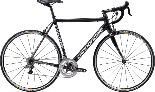 A black Cannondale CAAD10 Ultegra bicycle
