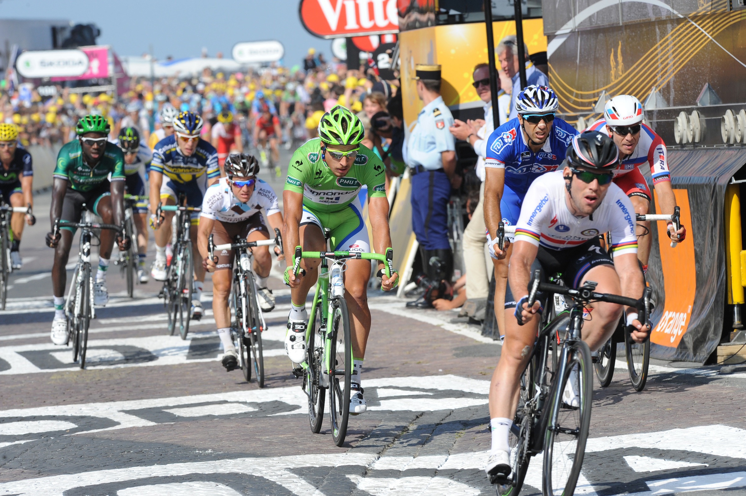 Mark Cavendish and Peter Sagan, Tour de France 2013, stage ten, finish, pic: ©Stefano Sirotti