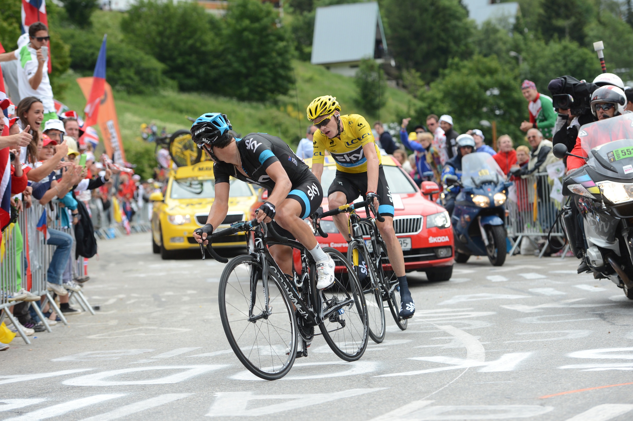 Richie Porte and Chris Froome, Tour de France 2013, stage 18, Alpe d'Huez, pic: ©Stefano Sirotti