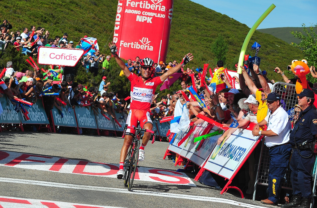 Joaquim Rodriguez, Katusha, Vuelta a Espana, 2012, Ancares, salute, pic: Sirotti