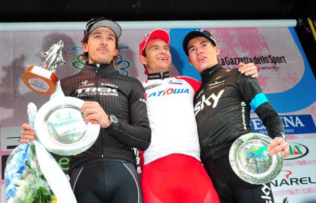 Ben Swift, Fabian Cancellara, Alexander Kristoff, podium, Milan-San Remo, 2014