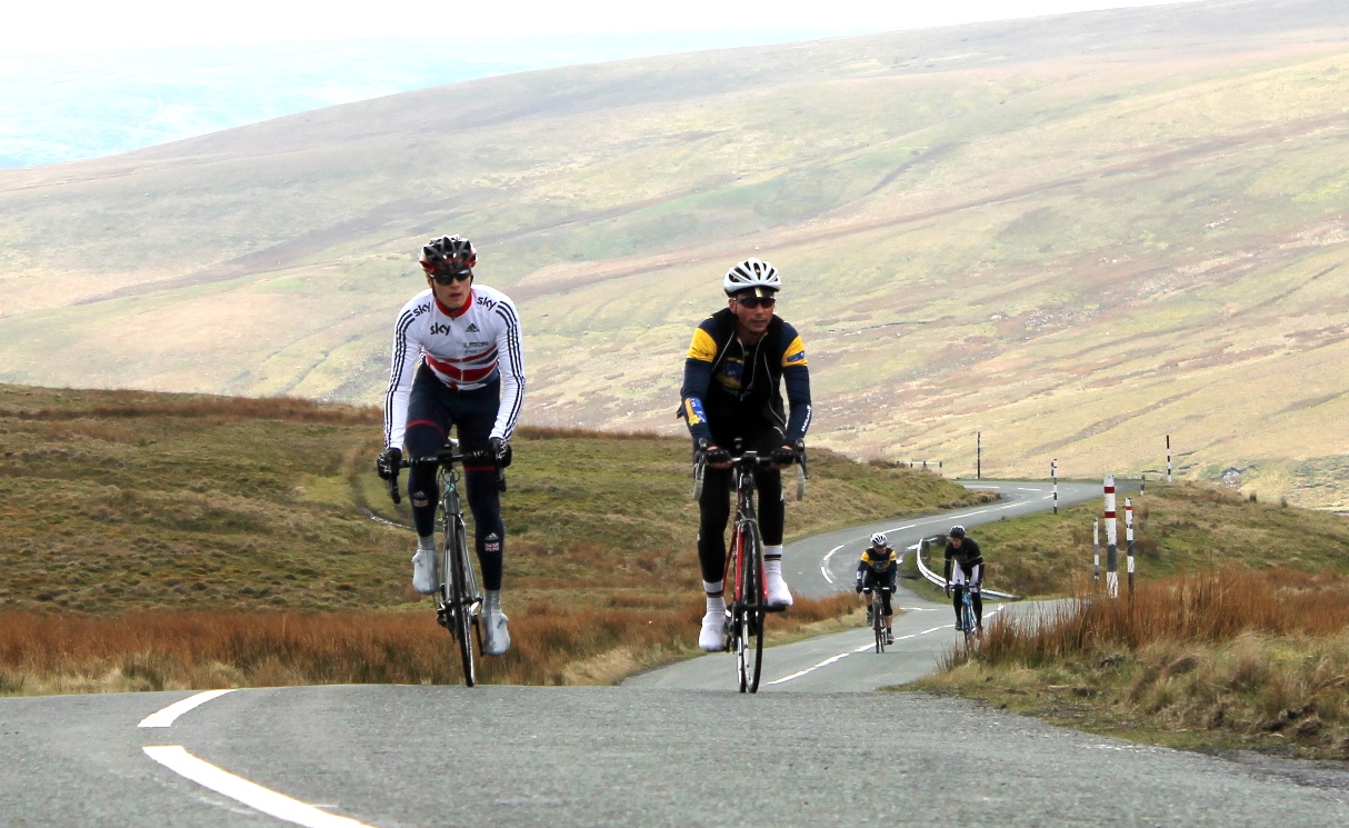 Steven Burke, Jonathan Edwards, Etape Pennines, training ride, sportive, 2014, pic: Colin Henrys/Factory Media