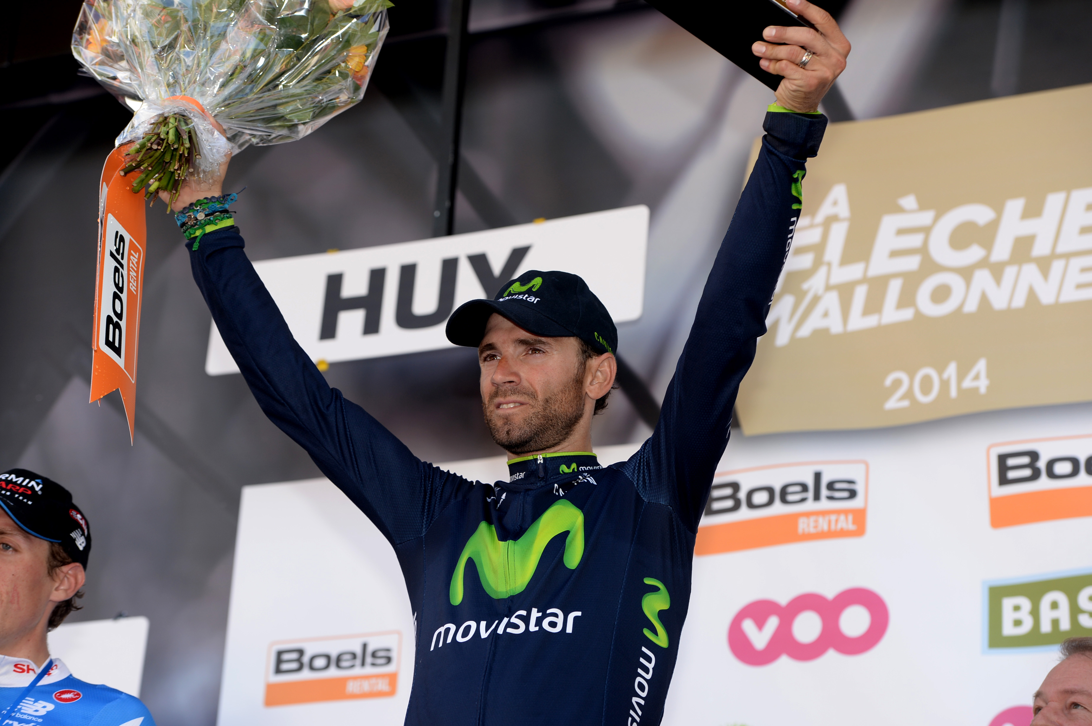 Alejandro Valverde, La Fleche Wallonne, 2014, Movistar, podium, pic: SIrotti