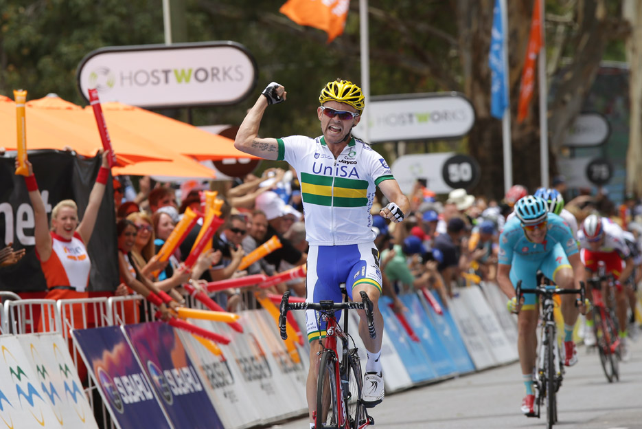 Jack Bobridge, Tour Down Under, stage one, celebration, pic: Tour Down Under