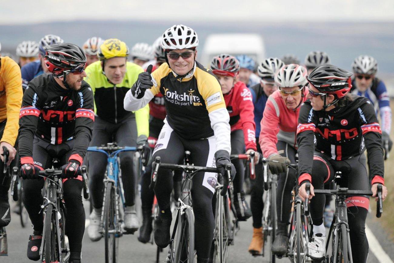 Bernard Hinault, sportive, group ride, Cragg Vale, pic: Welcome to Yorkshire