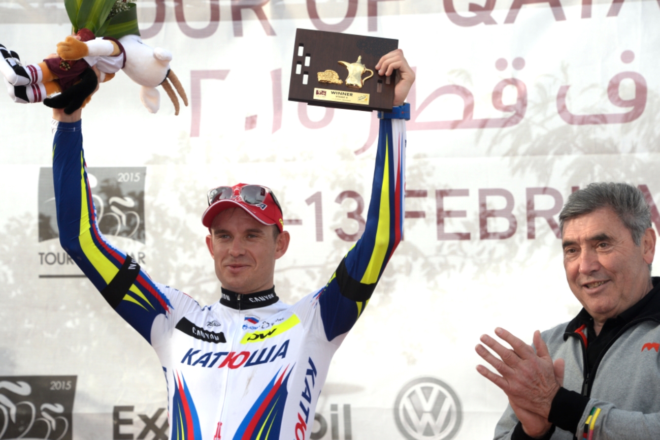 Alexander Kristoff, Katusha, Tour of Qatar, 2015, Eddy Merckx, pic: Bruno Bade/ASO