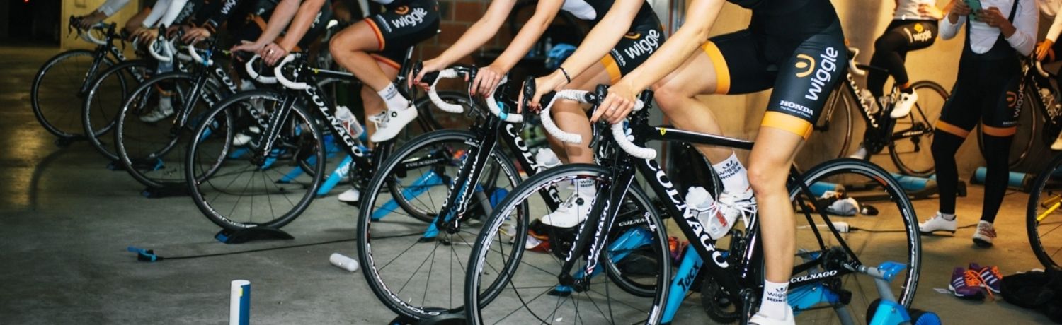 Wiggle Honda, training, turbo trainers, group, Dani King, 2015, pic: Wiggle