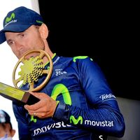 Alejandro Valverde, Movistar, 2014, podium, La Fleche Wallonne, pic: Sirotti