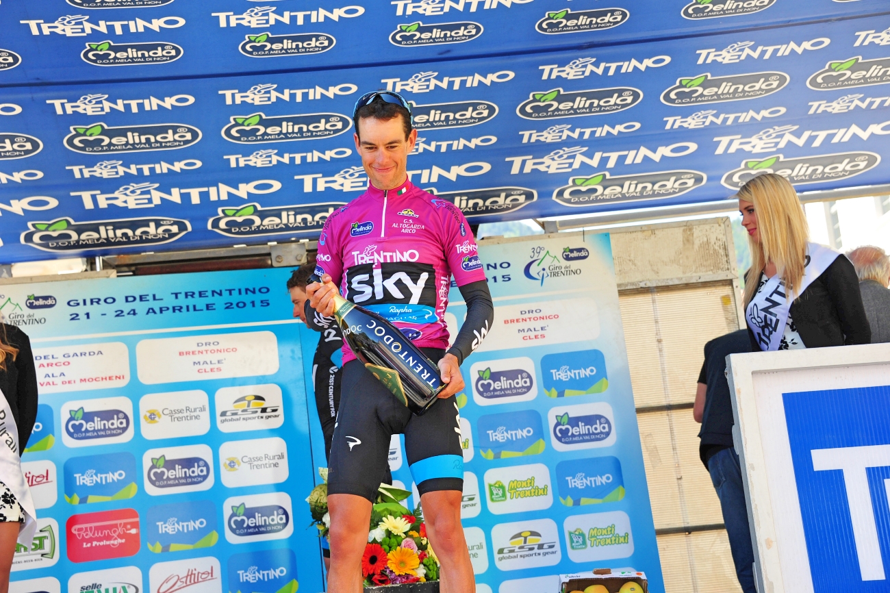 Giro del Trentino, Richie Porte, podium, Team Sky, pink jersey, pic: Sirotti