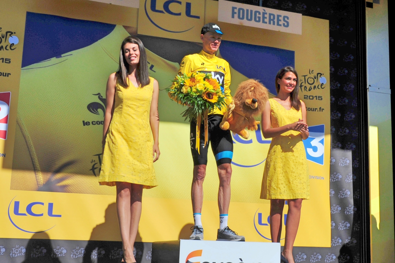 Chris Froome, yellow jersey, Tour de France, 2015, pic - Sirotti