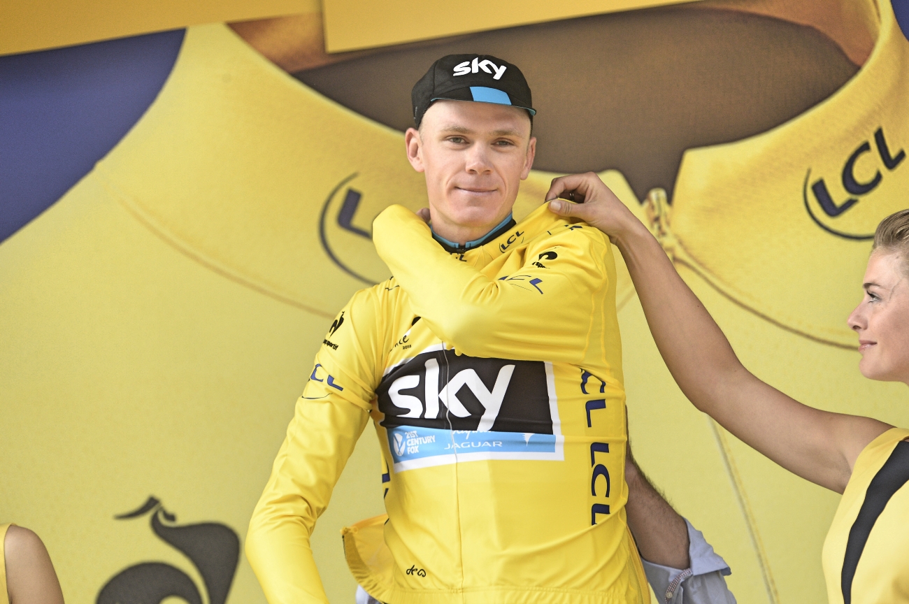 Chris Froome, yellow jersey, Tour de France, Team Sky, 2015, pic: Sirotti