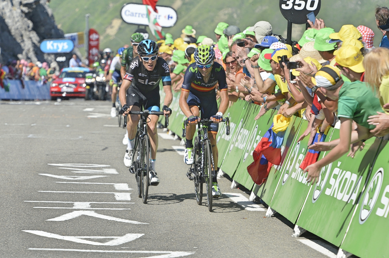 Geraint Thomas, Alejandro Valverde, Team Sky, Movistar, Tour de France, 2015, pic - Sirotti