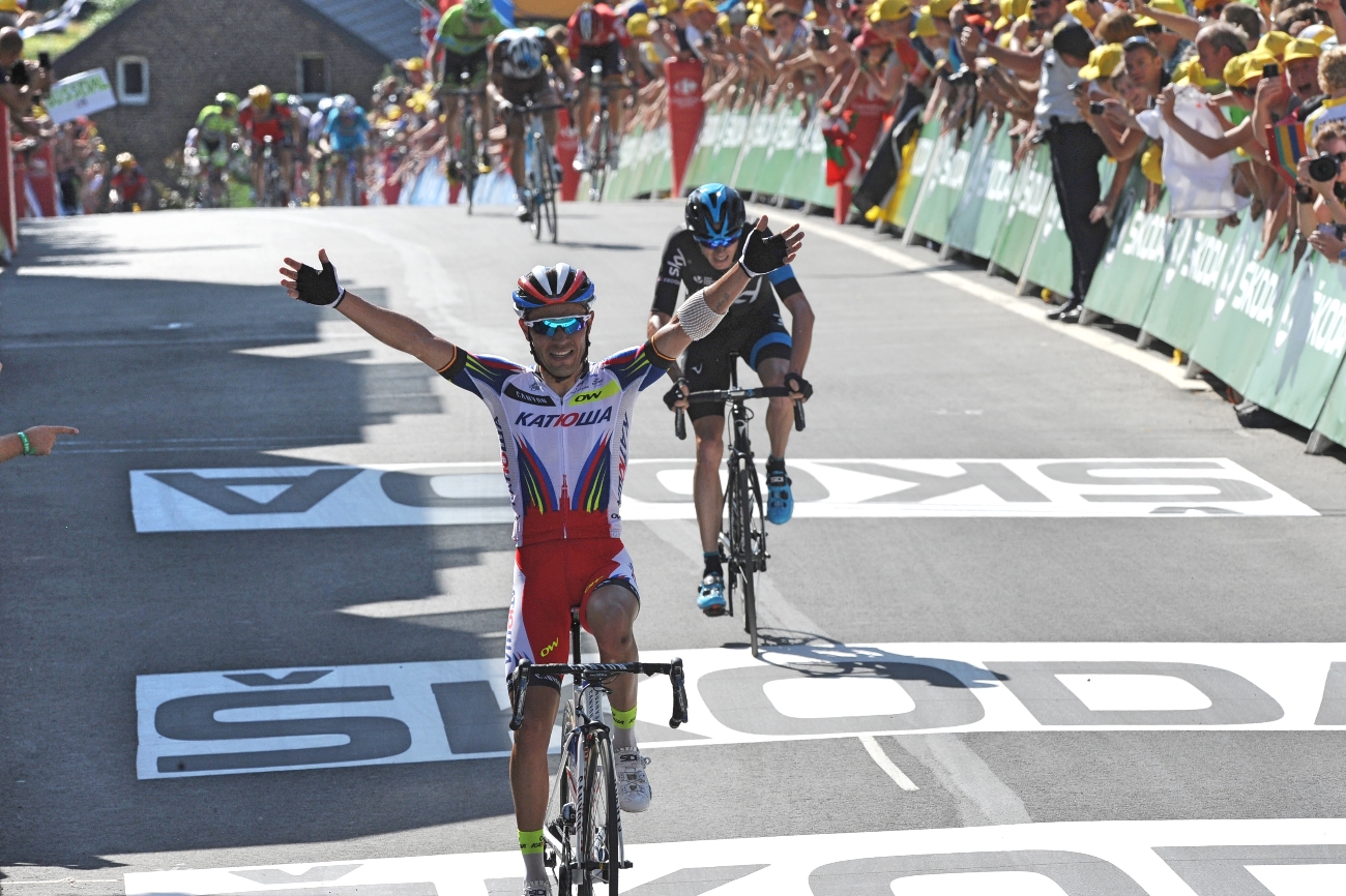 Joaquim Rodriguez, Katusha, Tour de France, 2015, Mur de Huy, salute, pic: Sirotti