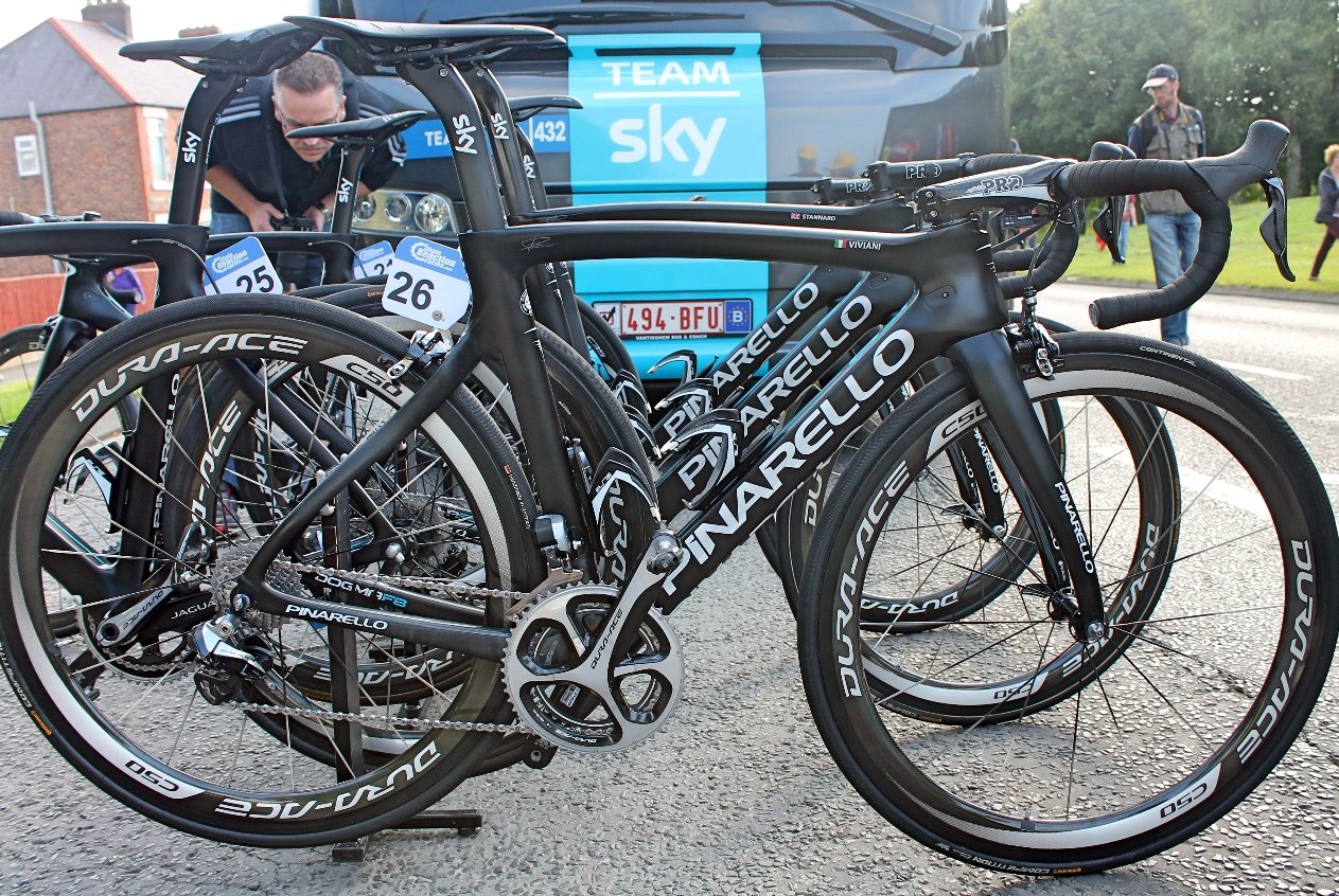 Elia Viviani, Pinarello Dogma F8, Tour of Britain, Team Sky, pro bike, pic - Colin Henrys_FactoryMedia - 9