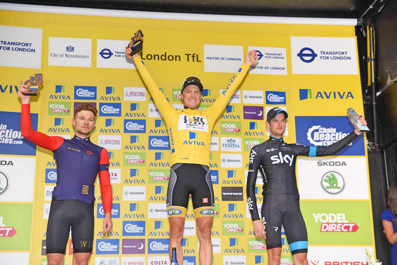 Edvald Boasson Hagen, Owain Doull, Wout Poels, Tour of Britain, podium, pic - The Tour