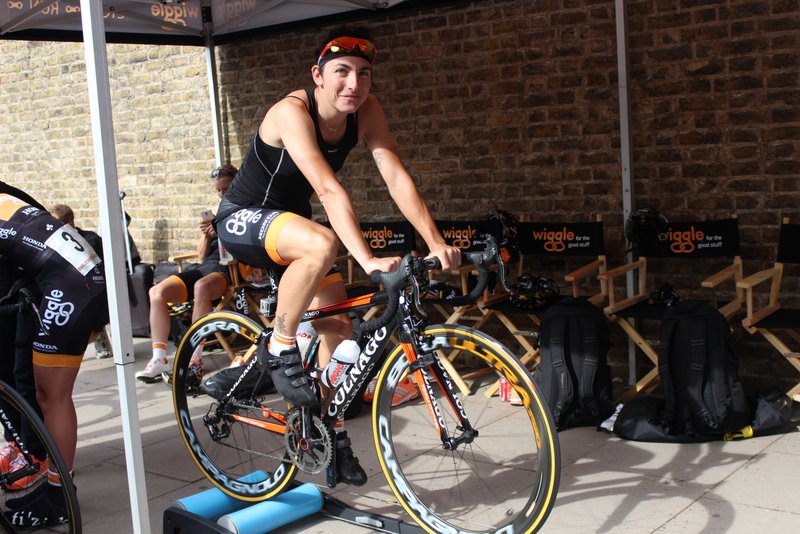 Winner Giorgia Bronzini Warms Up turbo training workout warm up