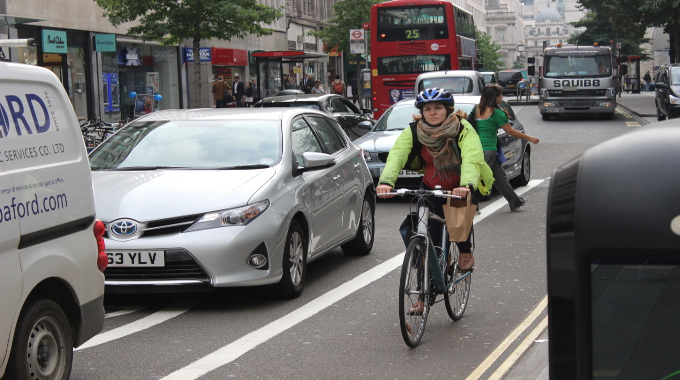 high vis safety lady female woman commuter autumn