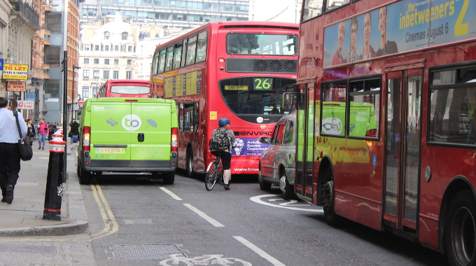 blocked cycle lane traffic bus safety dangerous commuter