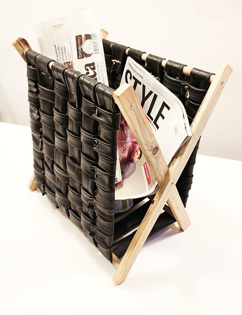 recycle inner tube magazine rack