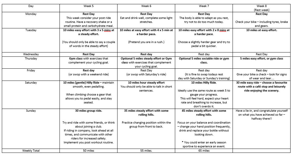 100 mile sportive training plan