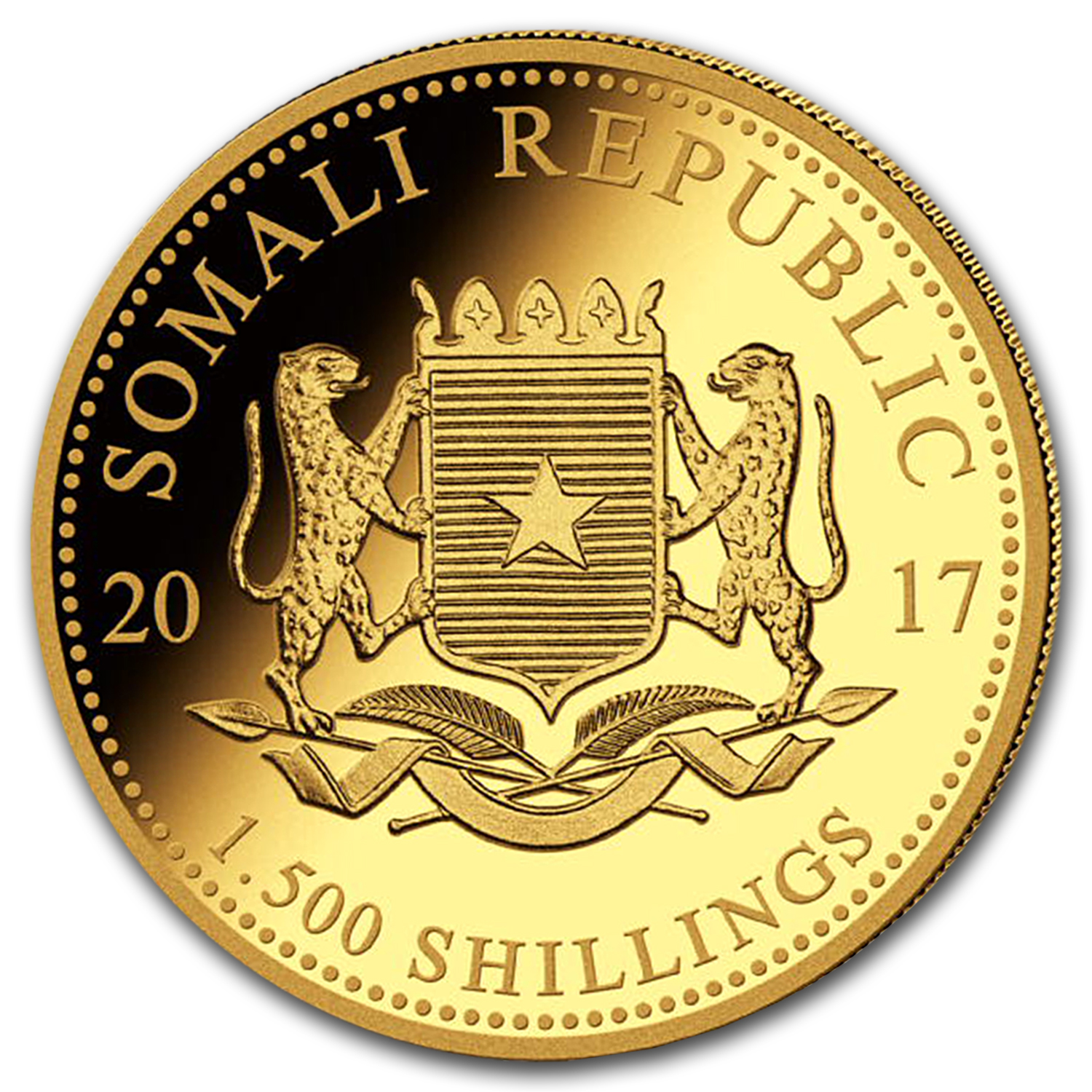 2017 Somalia 5 oz Proof Gold African Elephant