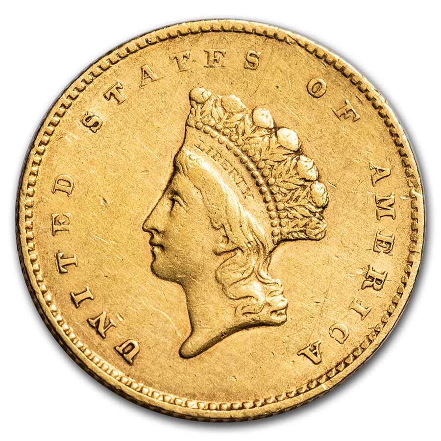 1855 $1 Indian Head Gold Type 2 XF