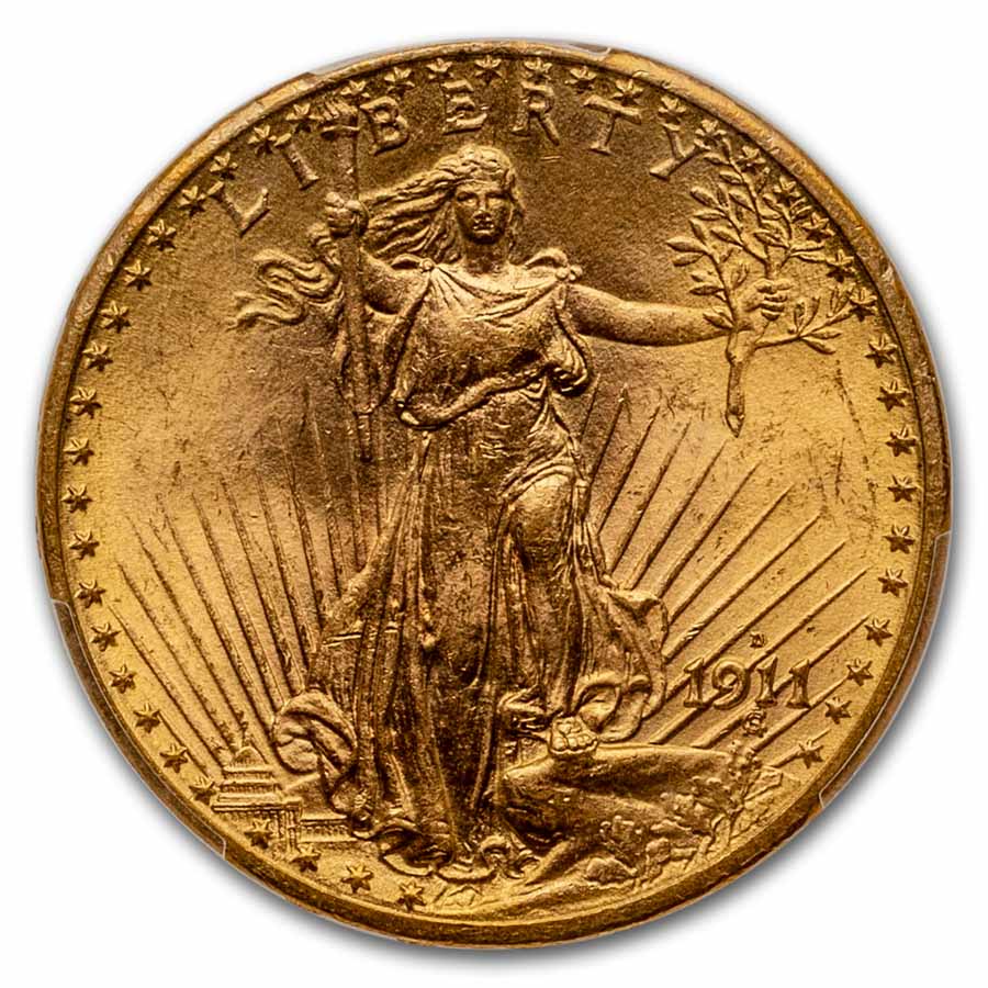 1911-D/D $20 St Gaudens Gold MS-64 PCGS (FS-501)