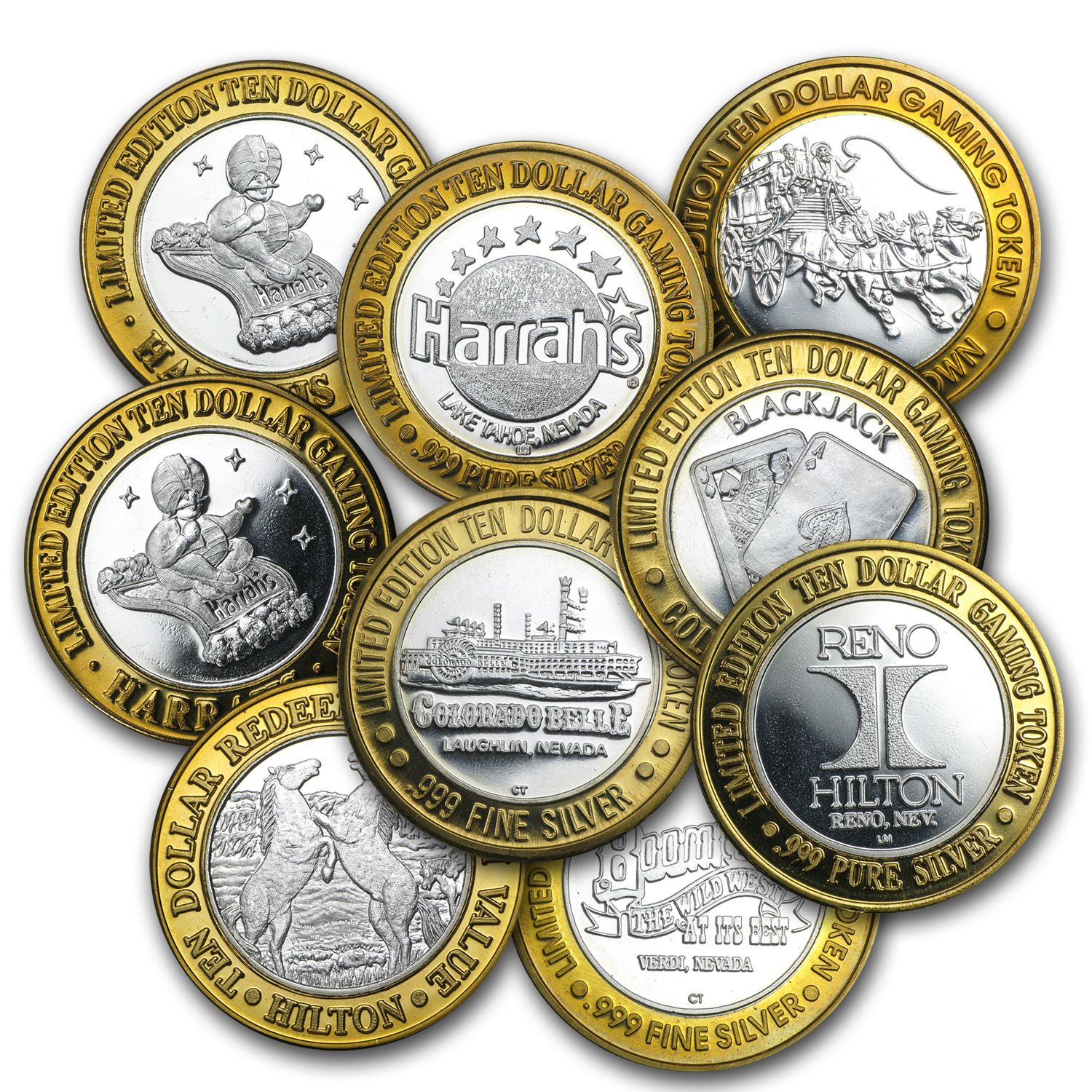 .999 Fine Silver $10/$20 Gaming Token (Random Motif)