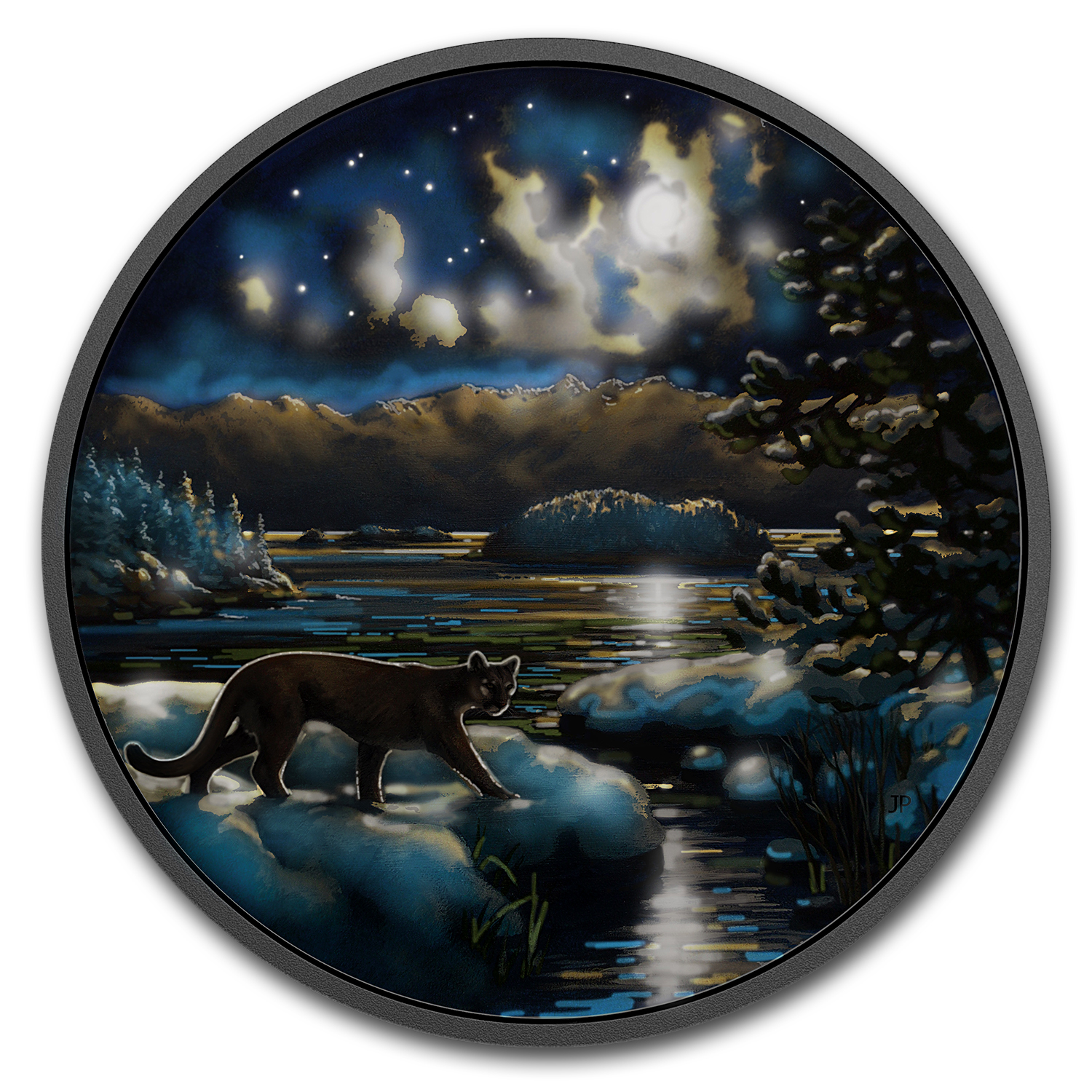 2017 Canada 2 oz Silver $30 Animals in the Moonlight: Cougar