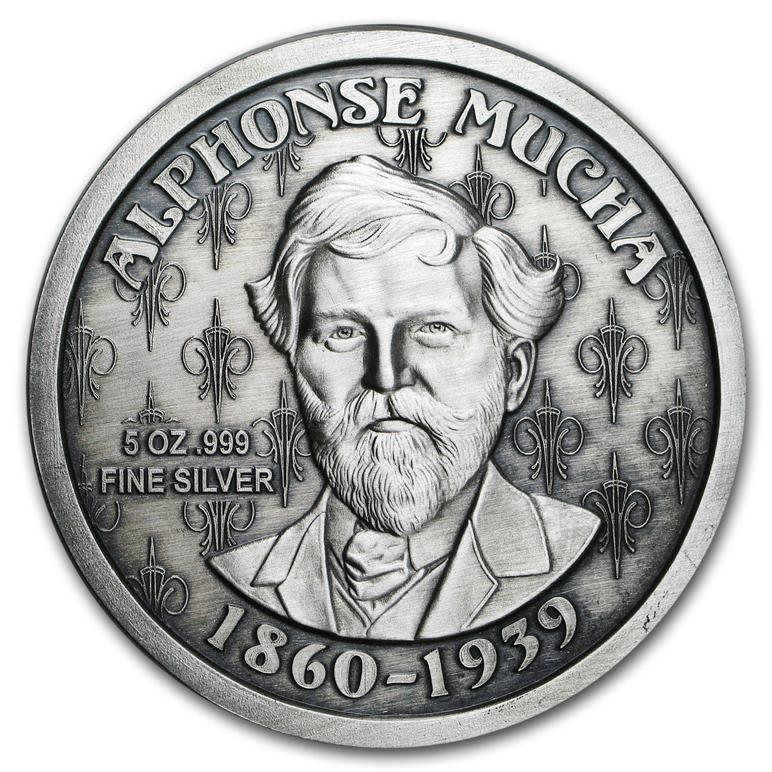 5 oz Silver Antique Round - Mucha Series (JOB)
