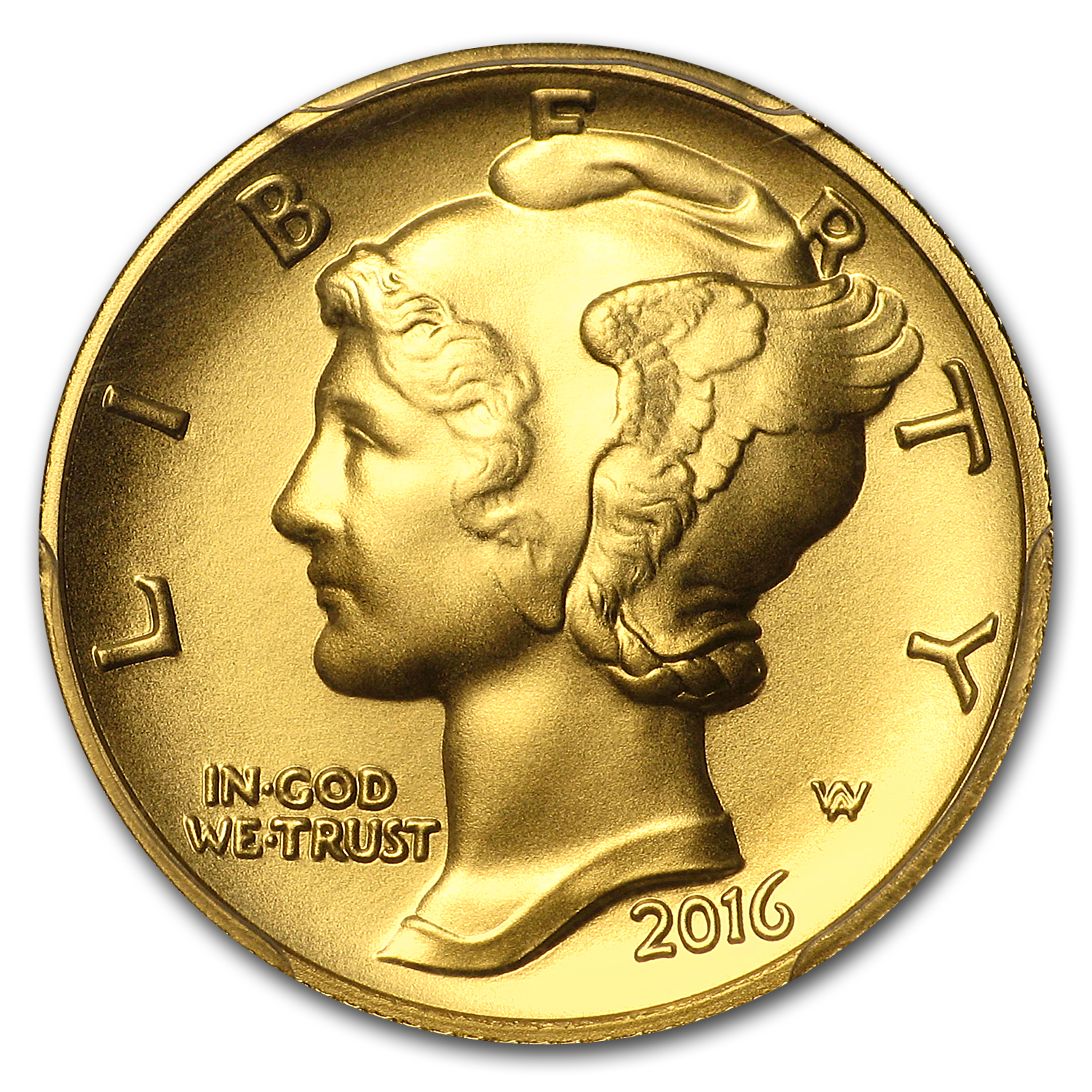 2016-W 1/10 oz Gold Mercury Dime SP-70 PCGS (FS)