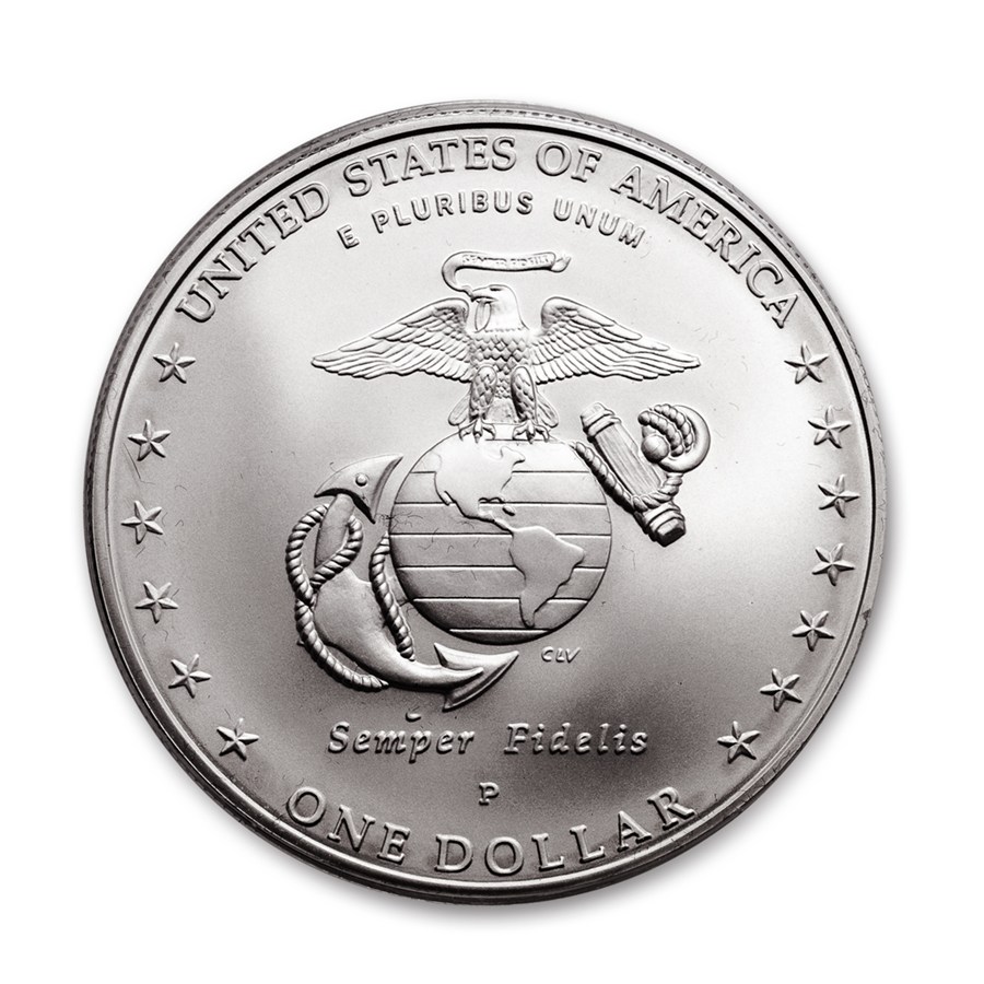 2005-P Marine Corps 230th Anniv $1 Silver Commem BU (w/Box & COA)