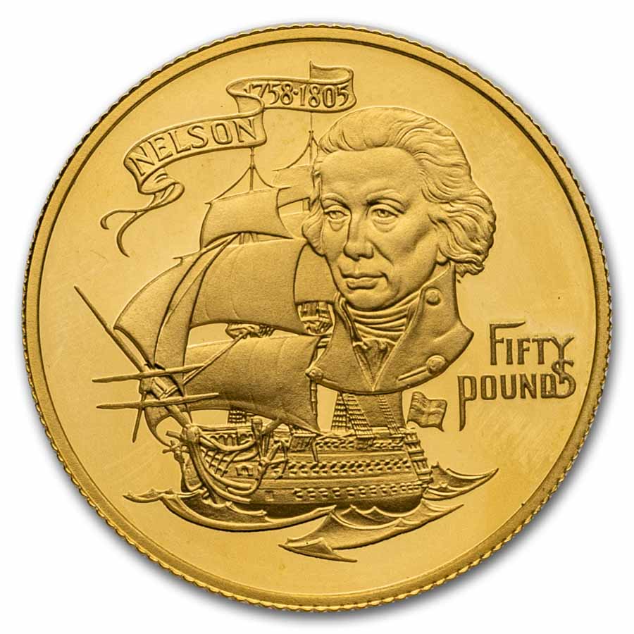 1980 Gibraltar Proof Gold 50 Pounds Admiral Nelson