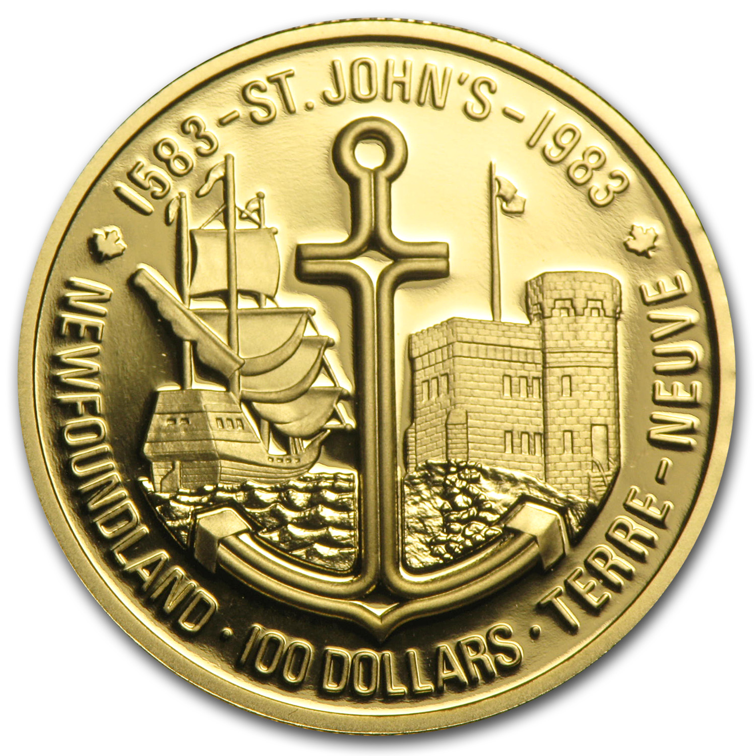 1983 Canada 1/2 oz Proof Gold $100 St. John's Newfoundland