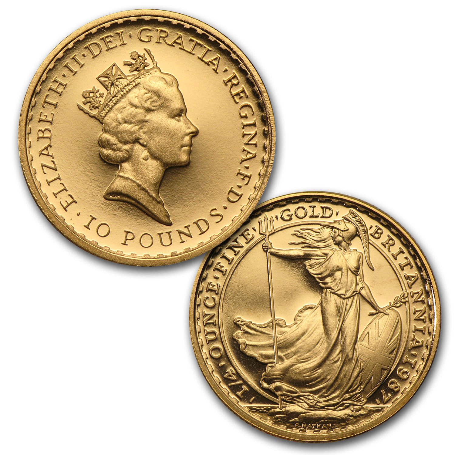 1987 2-Coin Gold Britannia Proof Set (.35 oz AGW, w/Box & COA)