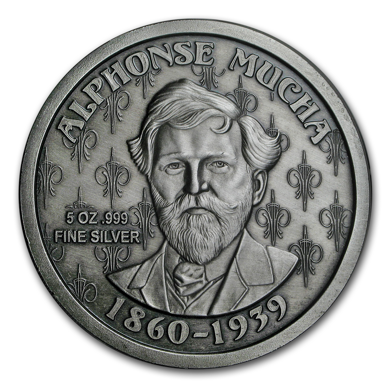 5 oz Silver Antique Round - Mucha Series (Dance)