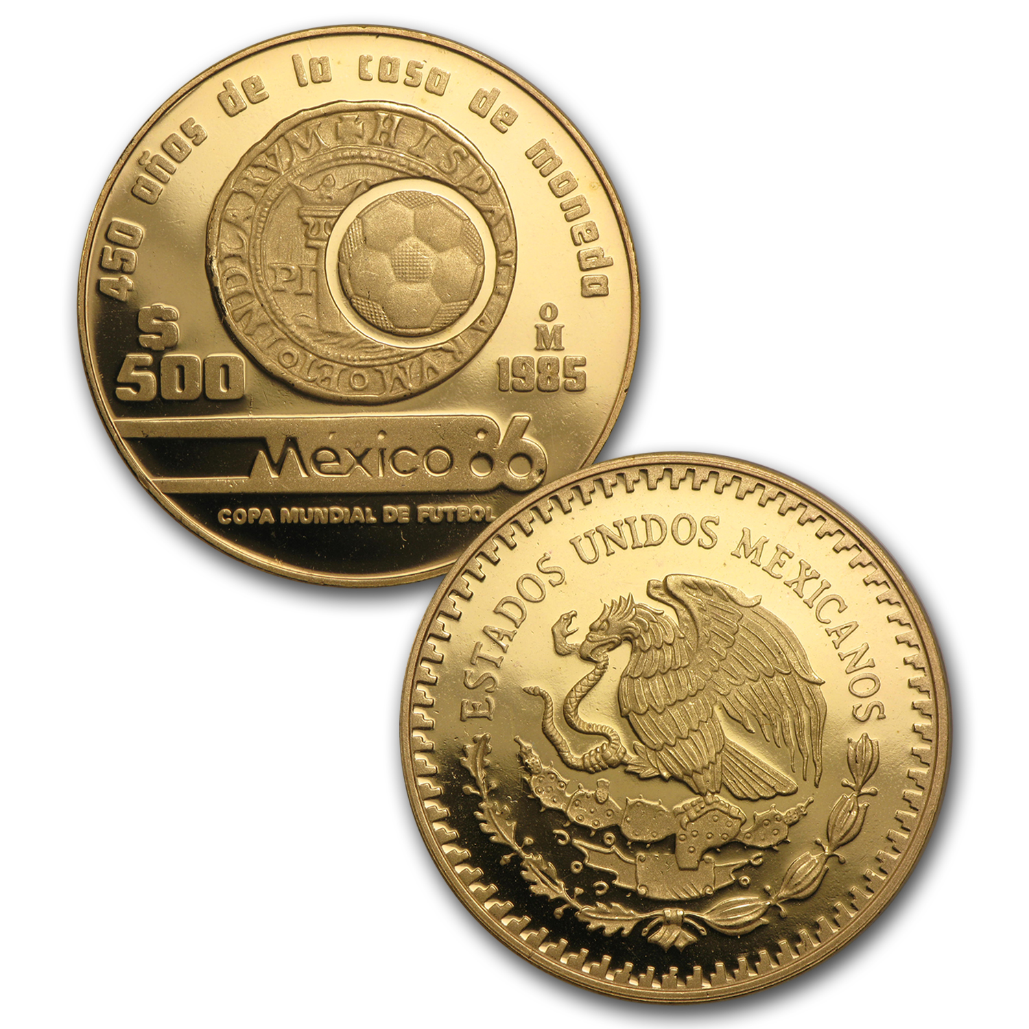 1986 Mexico Gold 4-Coin World Cup Soccer Commemorative Proof Set