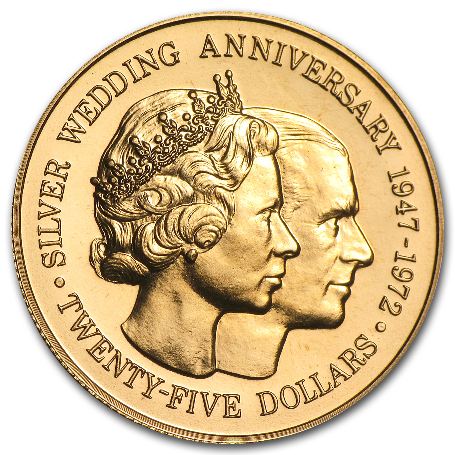 1972 Cayman Islands Gold $25 BU (25th Anniversary)