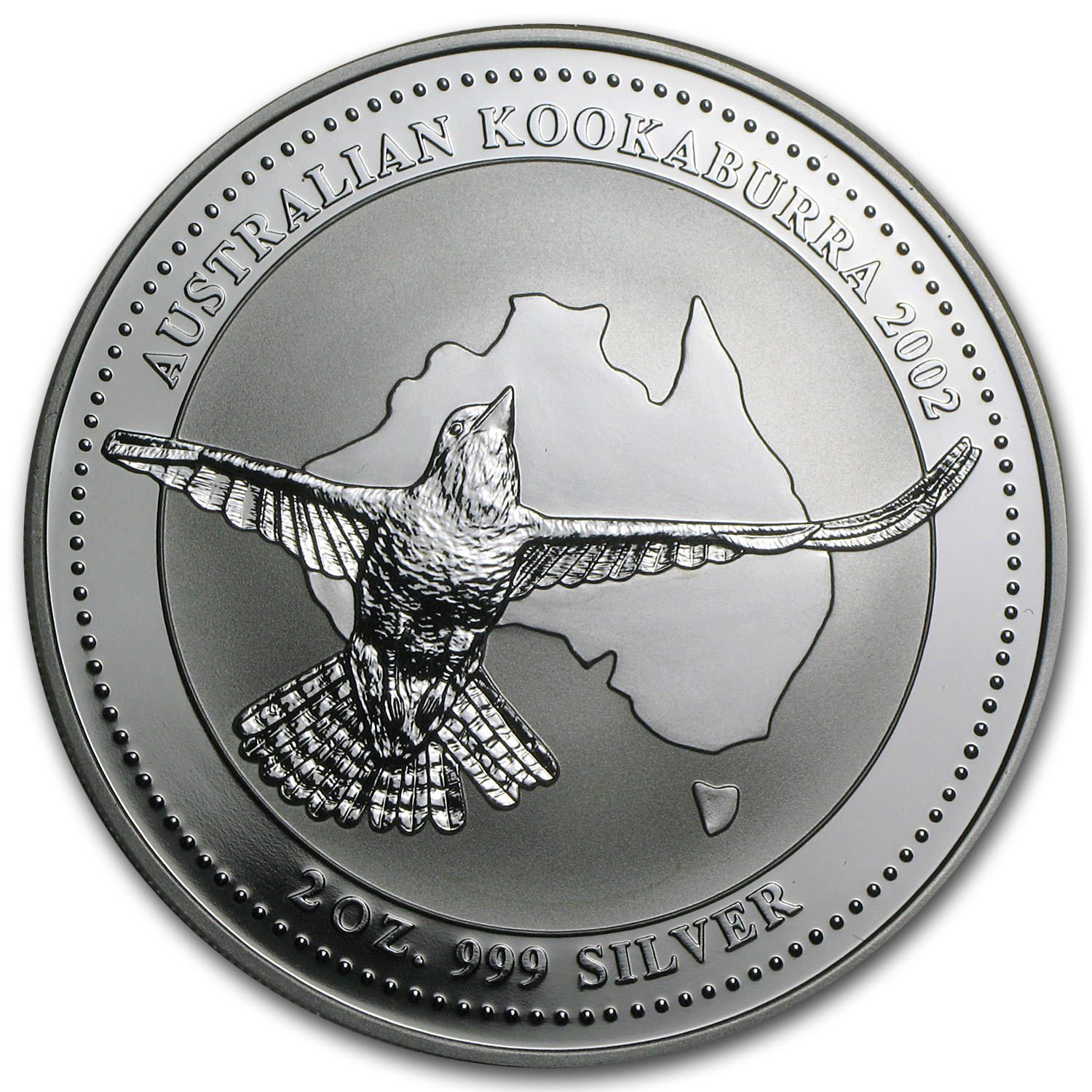 2002 Australia 2 oz Silver Kookaburra BU