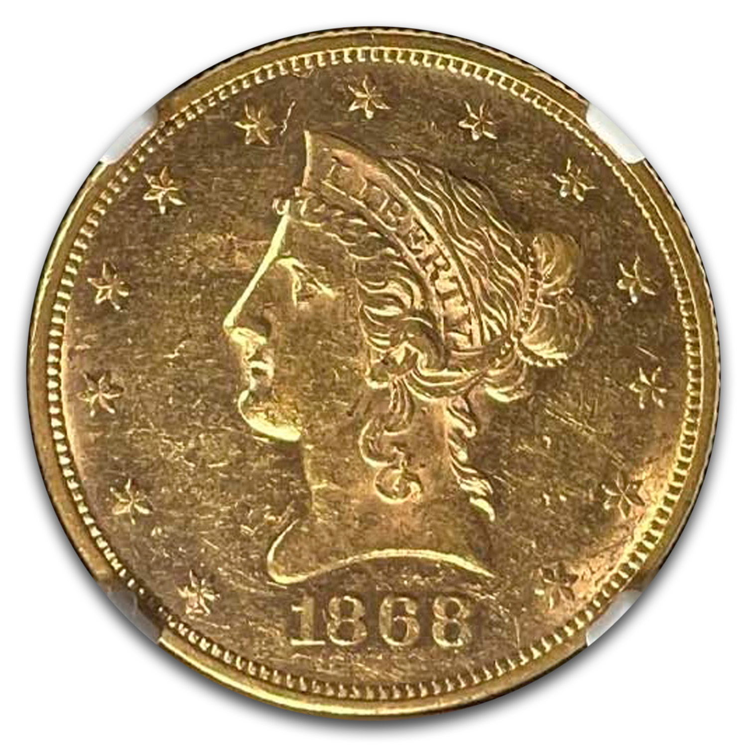 1868 $5 Liberty Head Half Eagle AU-58 NGC
