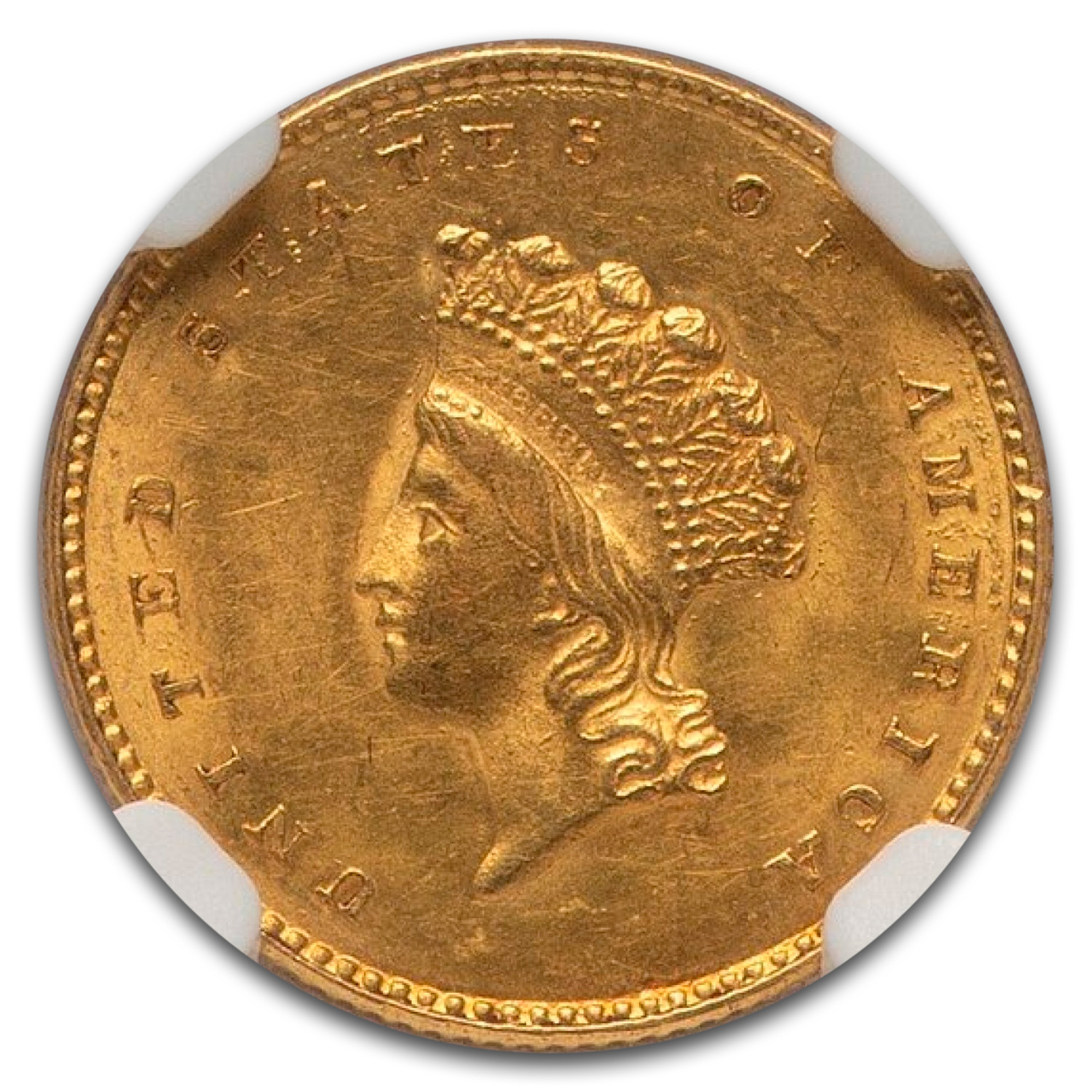 1854 $1 Indian Head Gold Type 2 MS-63 NGC