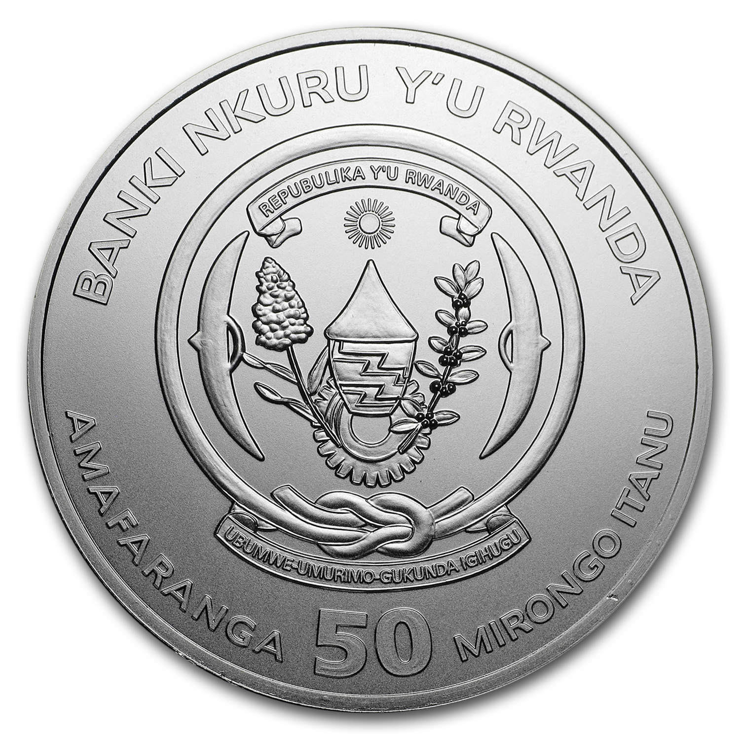 2018 Rwanda 1 oz Silver African Giraffe BU