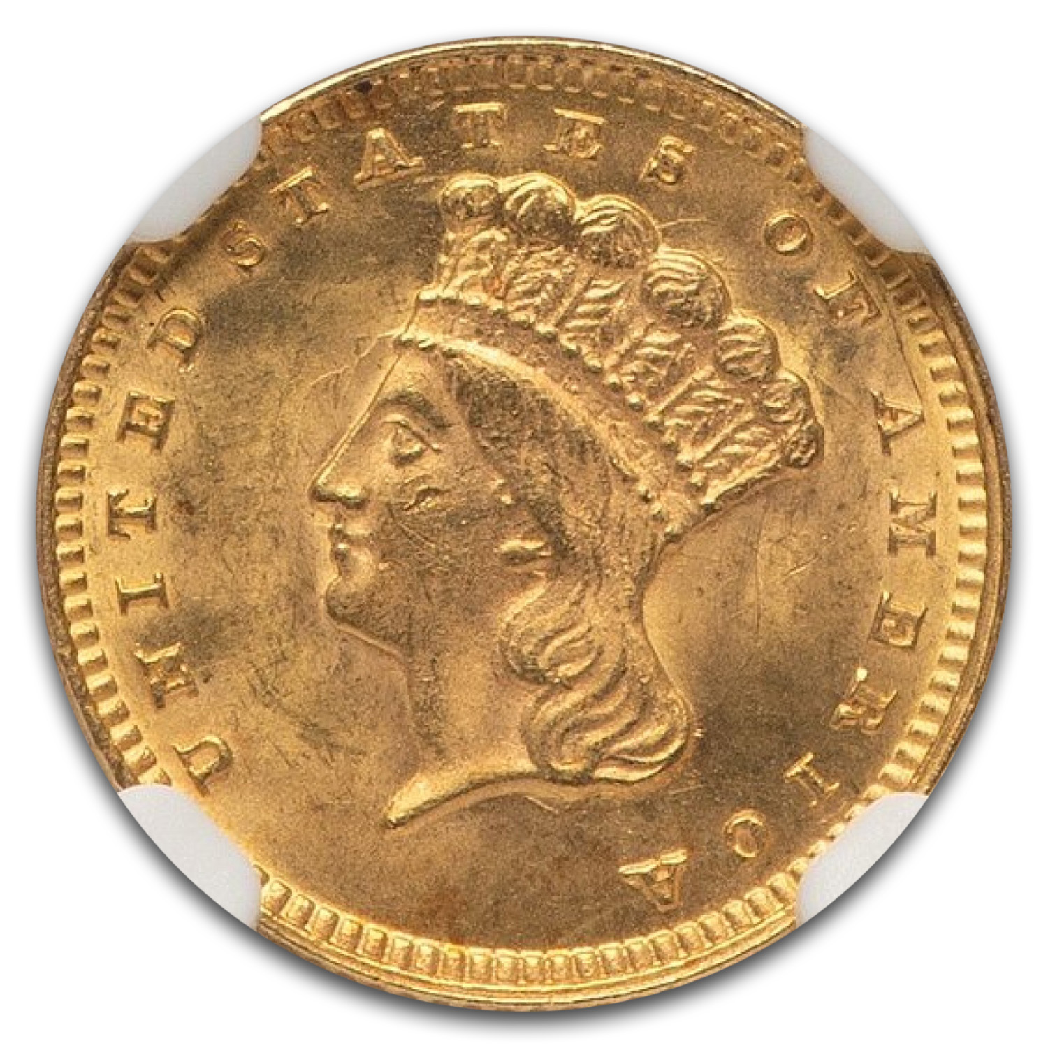 1874 $1 Indian Head Gold MS-63 NGC
